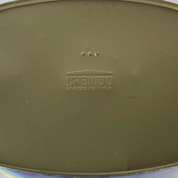 Vintage 70s 80s Cheinco Blue Rainbow Metal Tin Trash Can Wastebasket Retro - Picture 7 of 7